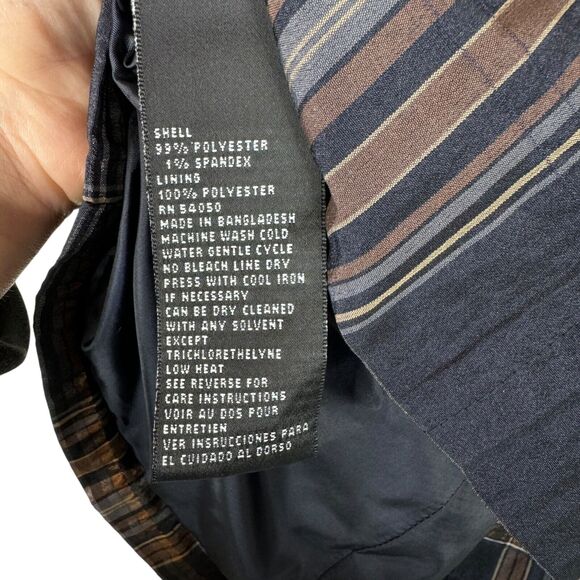 Kasper Blazer Size 12 Plaid Short Brown Blue Jacket Double Button Sportswear - Picture 9 of 9